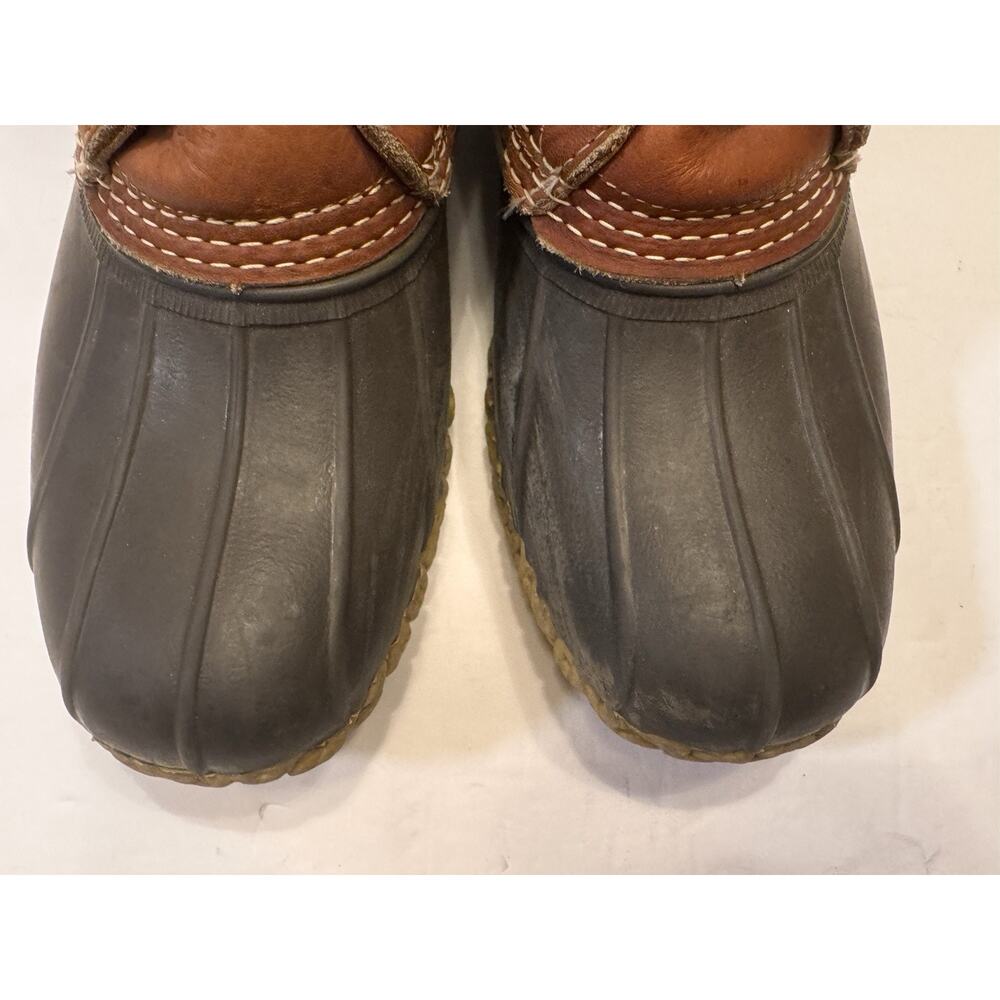 LL Bean Shearling Lined Boots Rubber Duck Brown 9 Hunting Rain Made In USA - Picture 10 of 12